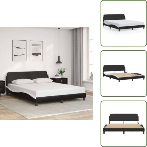 Testiera per letto - vidaXL Giroletto Dover Nero e Bianco 160x200 cm in Similpelle - Letto con gambe