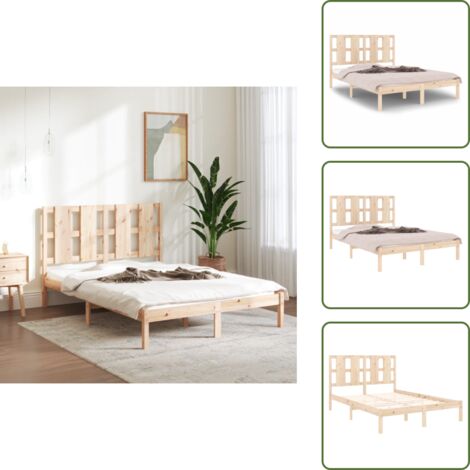 Testiera per letto - vidaXL Giroletto in Legno Massello 135x190 cm Double - Letto con giroletto