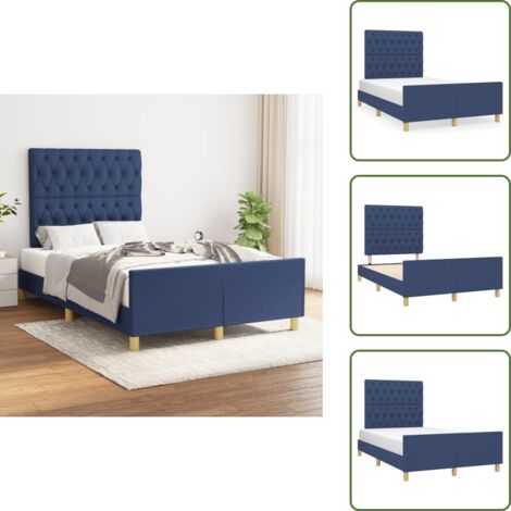 Testiera per letto - vidaXL Giroletto senza Materasso Blu 120x190 cm in Tessuto - Letto con pediera