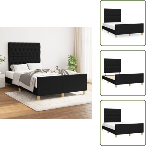 Testiera per letto - vidaXL Giroletto senza Materasso Nero 120x190 cm in Tessuto - Letto con testiera regolabile