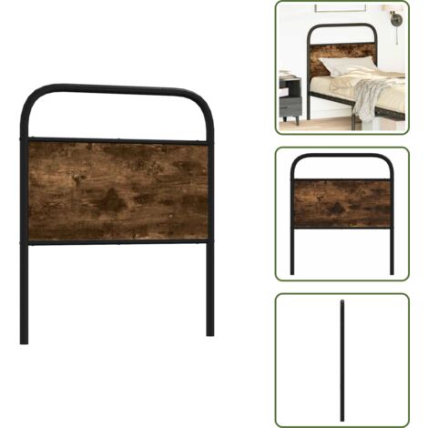 Testiera per letto - vidaXL Testiera di Ricambio Rovere Fumo 80 cm in Acciaio e Legno Multistrato -