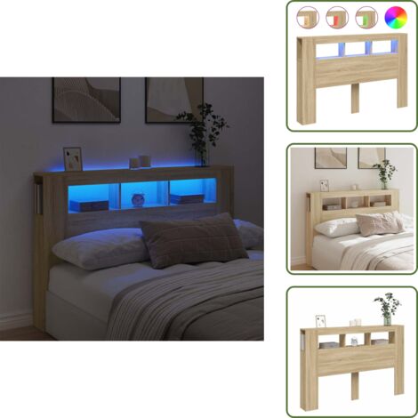 Testiera per letto - vidaXL Testiera LED Rovere Sonoma 160x18,5x103,5 cm Legno Multistrato - Testiera in legno multistrato