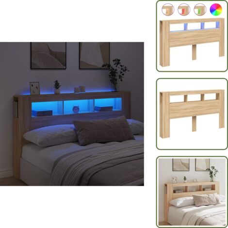 Testiera per letto - vidaXL Testiera LED Rovere Sonoma 180x18,5x103,5 cm Legno Multistrato - Testiera in legno multistrato