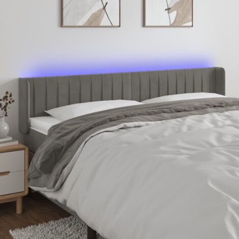 Testiera Per letto Vintage  Testiera del letto a LED Grigio Chiaro 203x16x78/88 cm in Velluto -ITC83922