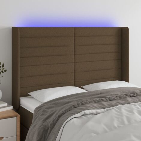 Testiera Per letto Vintage  Testiera del letto a LED MarroneScuro147x16x118/128cm inTessuto -ITC16928