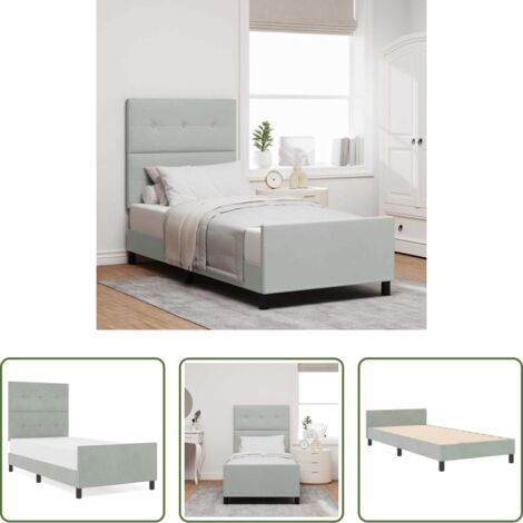 Testiera personalizzabile -  Letto a molle con testiera Grigio chiaro 80 x 200 cm Velluto
