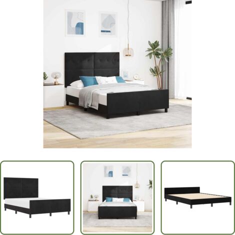 Testiera personalizzabile -  Letto a molle con testiera Nero 160 x 200 cm Velluto