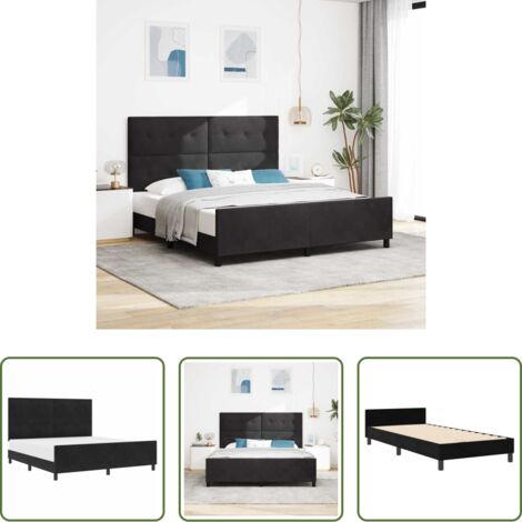 Testiera personalizzabile -  Letto a molle con testiera Nero 180 x 200 cm Velluto