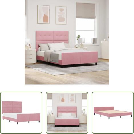 Testiera personalizzabile -  Letto a molle con testiera Rosa 160 x 200 cm Velluto