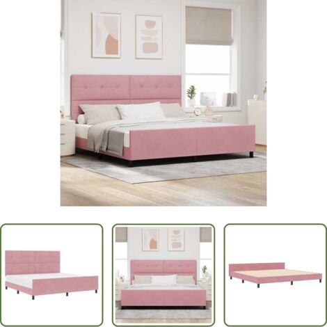 Testiera personalizzabile -  Letto a molle con testiera Rosa 200 x 200 cm Velluto