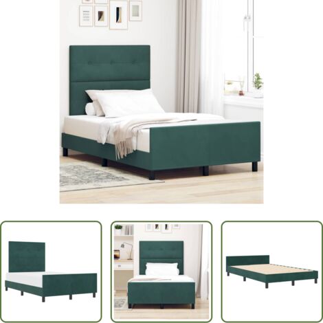 Testiera personalizzabile -  Letto a molle con testiera Verde Scuro 120 x 190 cm Velluto
