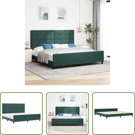 Testiera personalizzabile -  Letto a molle con testiera Verde Scuro 200 x 200 cm Velluto