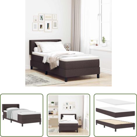 Testiera regolabile -  Letto a molle con materasso Marrone Scuro 200 x 80 cm Tessuto