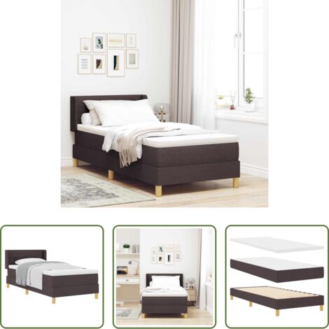 Testiera regolabile -  Letto a molle con materasso Marrone Scuro 200 x 80 cm Tessuto