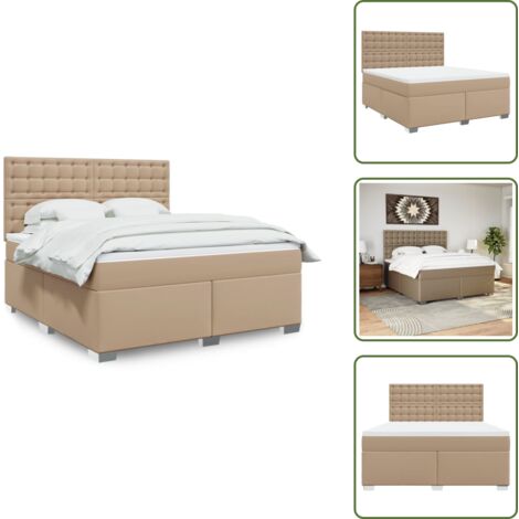 Testiera regolabile - vidaXL Giroletto a Molle con Materasso Cappuccino 180x200cm Similpelle - Coprimaterasso