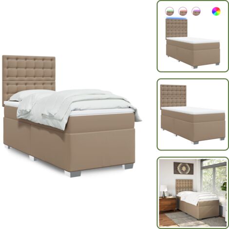 Testiera regolabile - vidaXL Giroletto a Molle con Materasso Cappuccino 90x200 cm Similpelle - Coprimaterasso lavabile