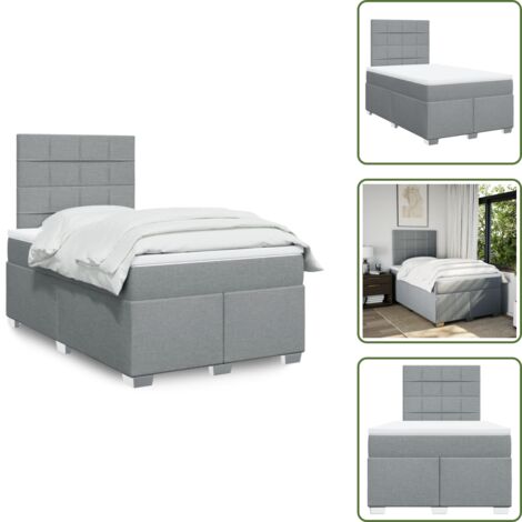 Testiera regolabile - vidaXL Giroletto a Molle con Materasso Grigio Chiaro 120x190cm Tessuto - Coprimaterasso