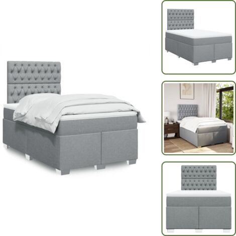 Testiera regolabile - vidaXL Giroletto a Molle con Materasso Grigio Chiaro 120x190cm Tessuto - Coprimaterasso