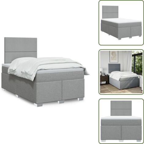 Testiera regolabile - vidaXL Giroletto a Molle con Materasso Grigio Chiaro 120x190cm Tessuto - Coprimaterasso