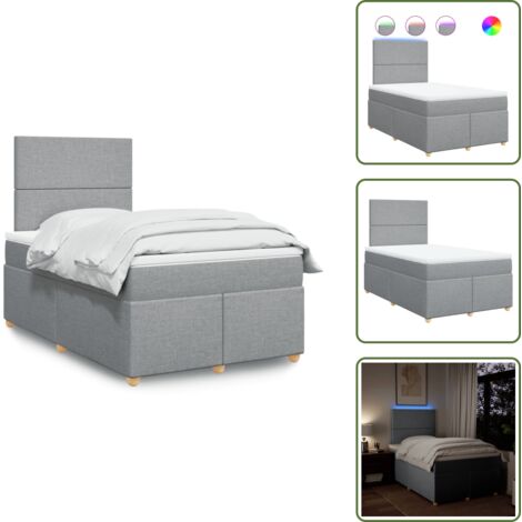 Testiera regolabile - vidaXL Giroletto a Molle con Materasso Grigio Chiaro 120x190cm Tessuto - Coprimaterasso lavabile