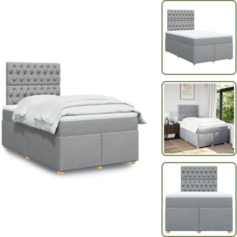 Testiera regolabile - vidaXL Giroletto a Molle con Materasso Grigio Chiaro 120x200cm Tessuto - Coprimaterasso