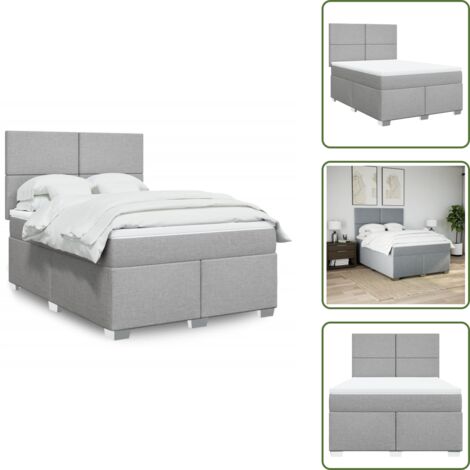 Testiera regolabile - vidaXL Giroletto a Molle con Materasso Grigio Chiaro 140x190cm Tessuto - Coprimaterasso