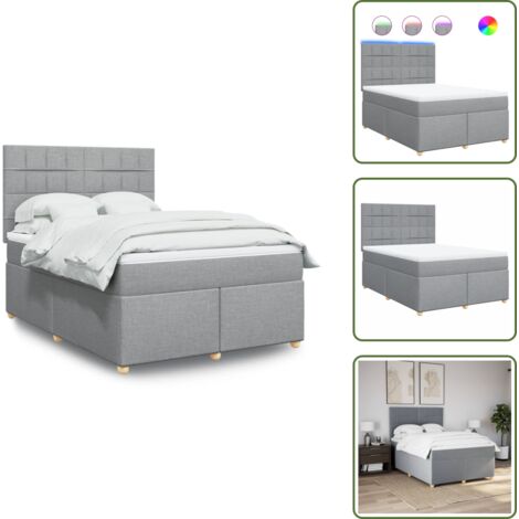 Testiera regolabile - vidaXL Giroletto a Molle con Materasso Grigio Chiaro 160x200cm Tessuto - Coprimaterasso lavabile