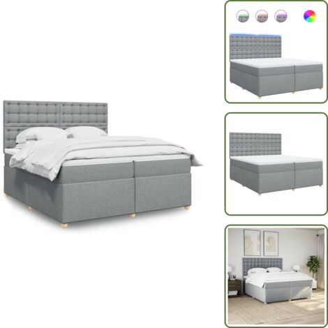 Testiera regolabile - vidaXL Giroletto a Molle con Materasso Grigio Chiaro 200x200cm Tessuto - Coprimaterasso lavabile