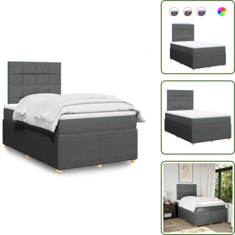 Testiera regolabile - vidaXL Giroletto a Molle con Materasso Grigio Scuro 120x190cm Tessuto - Letto con materasso