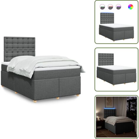 Testiera regolabile - vidaXL Giroletto a Molle con Materasso Grigio Scuro 120x190cm Tessuto - Letto con materasso