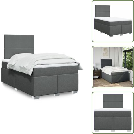 Testiera regolabile - vidaXL Giroletto a Molle con Materasso Grigio Scuro 120x200 cm Tessuto - Coprimaterasso