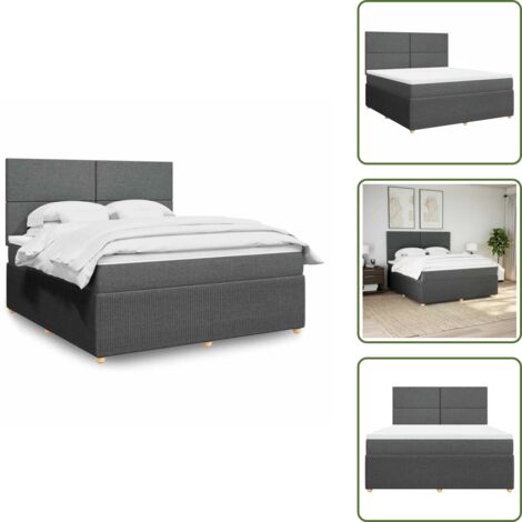 Testiera regolabile - vidaXL Giroletto a Molle con Materasso Grigio Scuro 180x200 cm Tessuto - Coprimaterasso