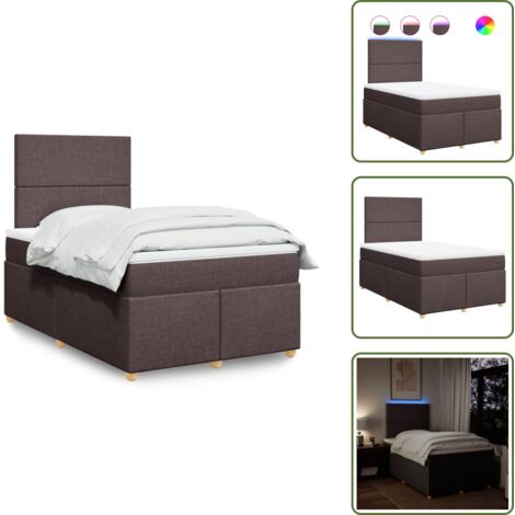 Testiera regolabile - vidaXL Giroletto a Molle con Materasso Marrone Scuro 120x190cm Tessuto - Coprimaterasso lavabile