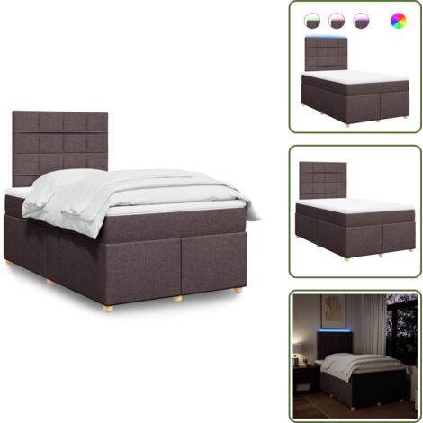 Testiera regolabile - vidaXL Giroletto a Molle con Materasso Marrone Scuro 120x190cm Tessuto - Letto con materasso