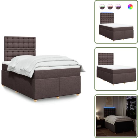 Testiera regolabile - vidaXL Giroletto a Molle con Materasso Marrone Scuro 120x200cm Tessuto - Coprimaterasso lavabile