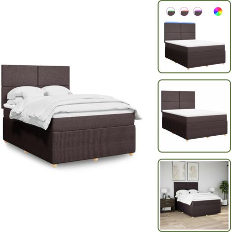 Testiera regolabile - vidaXL Giroletto a Molle con Materasso Marrone Scuro 140x190cm Tessuto - Coprimaterasso