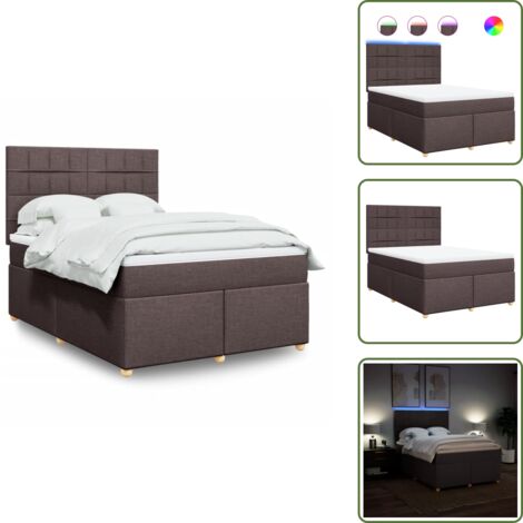 Testiera regolabile - vidaXL Giroletto a Molle con Materasso Marrone Scuro 140x190cm Tessuto - Coprimaterasso
