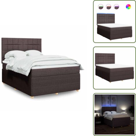 Testiera regolabile - vidaXL Giroletto a Molle con Materasso Marrone Scuro 140x190cm Tessuto - Coprimaterasso
