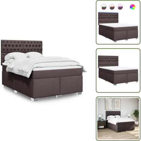 Testiera regolabile - vidaXL Giroletto a Molle con Materasso Marrone Scuro 160x200cm Tessuto - Coprimaterasso lavabile