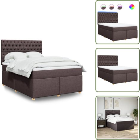 Testiera regolabile - vidaXL Giroletto a Molle con Materasso Marrone Scuro 160x200cm Tessuto - Letto con coprimaterasso