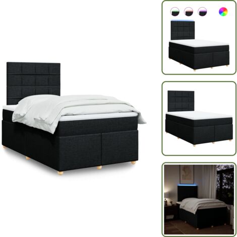 Testiera regolabile - vidaXL Giroletto a Molle con Materasso Nero 120x190 cm in Tessuto - Letto con materasso