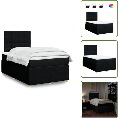 Testiera regolabile - vidaXL Giroletto a Molle con Materasso Nero 120x190 cm in Tessuto - Letto con materasso