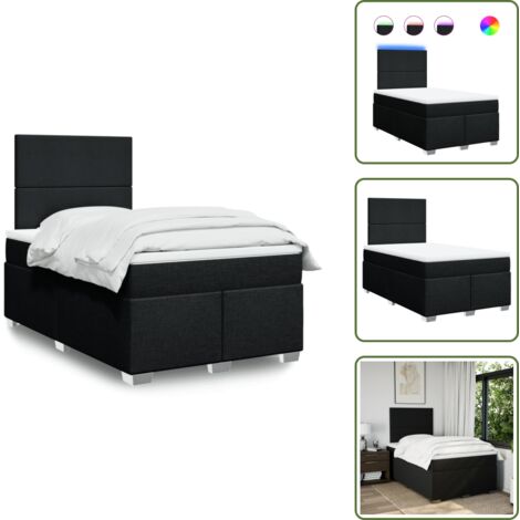 Testiera regolabile - vidaXL Giroletto a Molle con Materasso Nero 120x190 cm in Tessuto - Letto con materasso