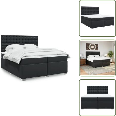 Testiera regolabile - vidaXL Giroletto a Molle con Materasso Nero 200x200 cm in Similpelle - Coprimaterasso