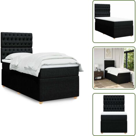 Testiera regolabile - vidaXL Giroletto a Molle con Materasso Nero 80x200 cm inTessuto - Materasso morbido
