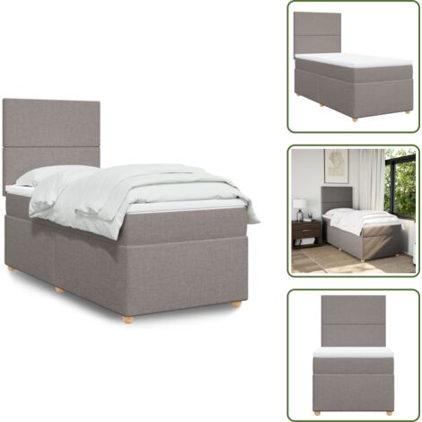 Testiera regolabile - vidaXL Giroletto a Molle con Materasso Tortora 90x200 cm inTessuto - Coprimaterasso