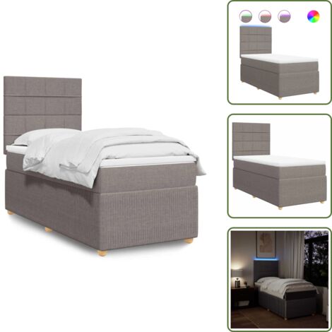 Testiera regolabile - vidaXL Giroletto a Molle con Materasso Tortora 90x200 cm inTessuto - Coprimaterasso lavabile