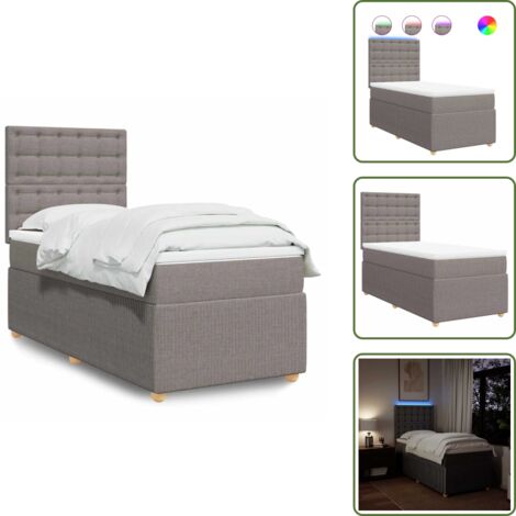 Testiera regolabile - vidaXL Giroletto a Molle con Materasso Tortora 90x200 cm inTessuto - Coprimaterasso lavabile