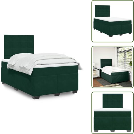 Testiera regolabile - vidaXL Giroletto a Molle con Materasso Verde Scuro 120x190 cm Velluto - Coprimaterasso