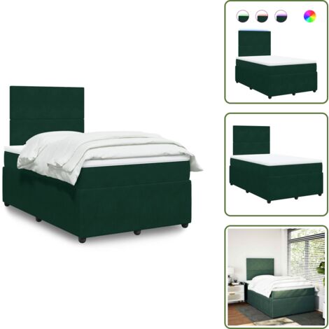 Testiera regolabile - vidaXL Giroletto a Molle con Materasso Verde Scuro 120x190 cm Velluto - Letto con velluto